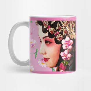 Chinese Opera Star with Lotus Flowers & Geometric Pattern- Hong Kong Retro Mug
